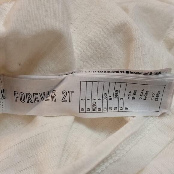 Forever 21 Ivory White Ribbed Button Up Crop Top, Sz S - Picture 7 of 8